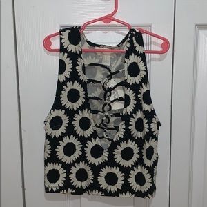 forever 21 knit crop top with flowers